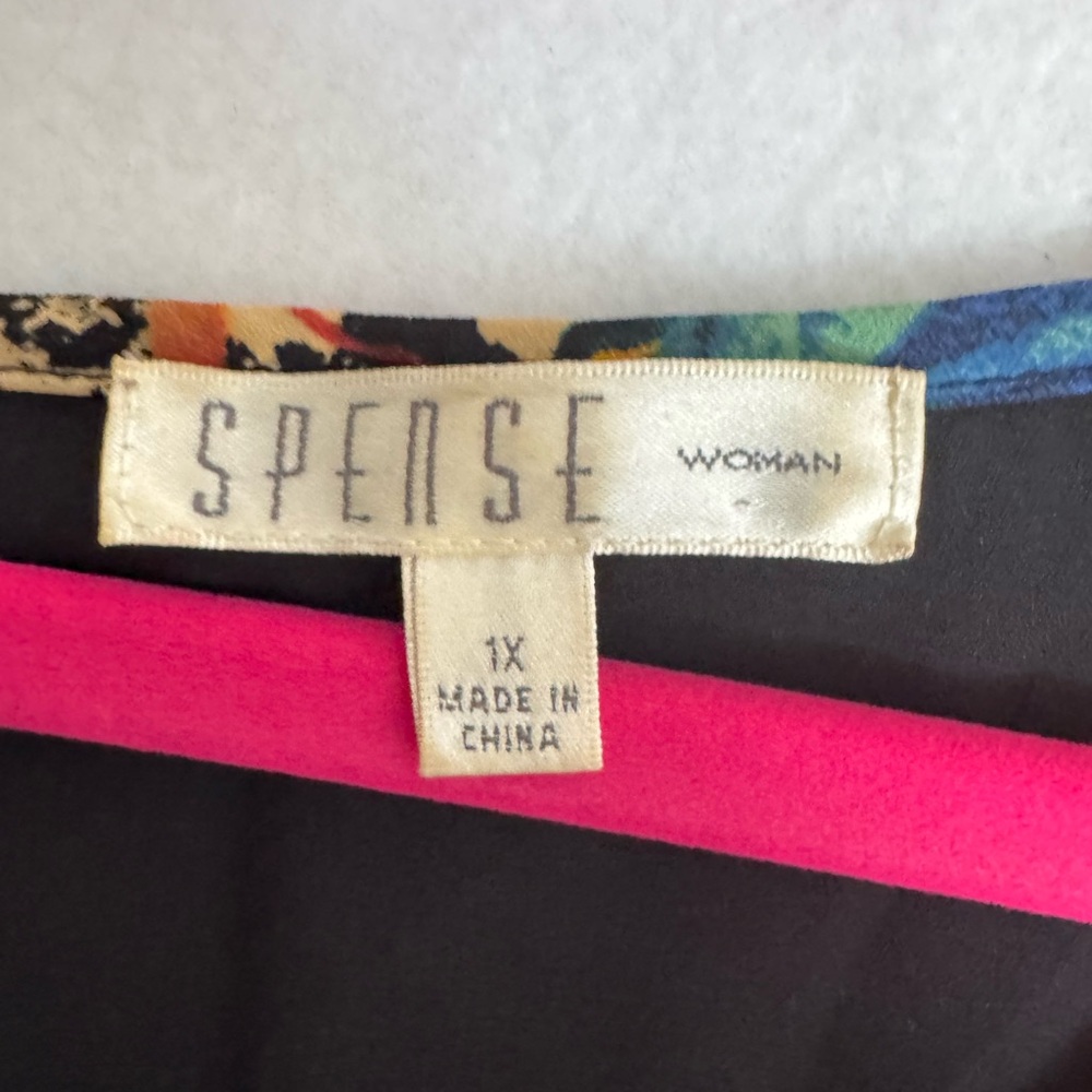 Spense Woman‎ Black Floral Print Blouse Women’s Plus Size 1X - Picture 3 of 5